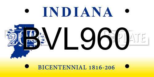BVL960 Indiana License Plate