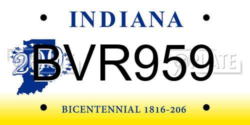 BVR959 Indiana License Plate