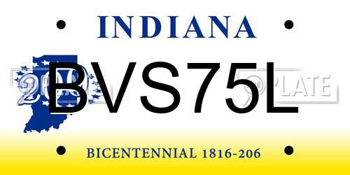 BVS75L Indiana License Plate