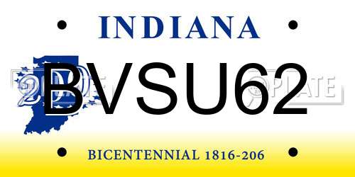 BVSU62 Indiana License Plate