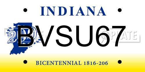 BVSU67 Indiana License Plate
