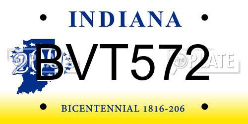 BVT572 Indiana License Plate