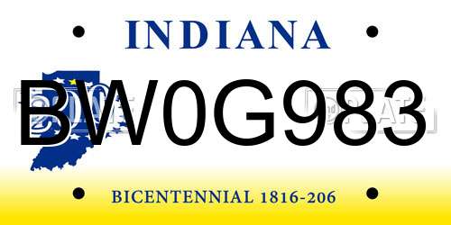 BW0G983 Indiana License Plate
