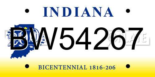 BW54267 Indiana License Plate