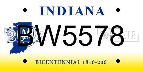 BW5578 Indiana License Plate
