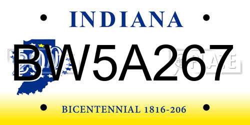 BW5A267 Indiana License Plate