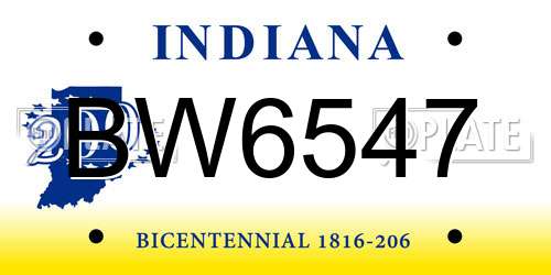 BW6547 Indiana License Plate