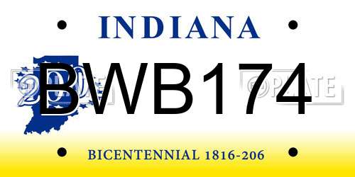 BWB174 Indiana License Plate