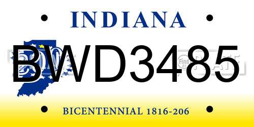 BWD3485 Indiana License Plate