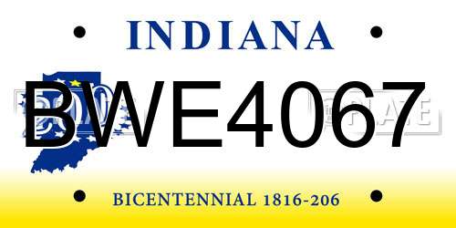 BWE4067 Indiana License Plate
