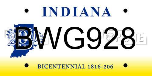 BWG928 Indiana License Plate