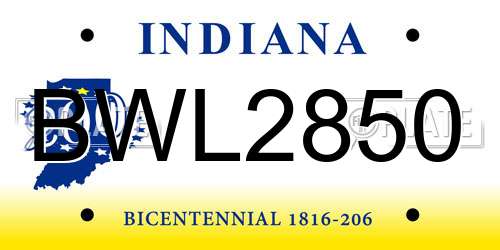 BWL2850 Indiana License Plate