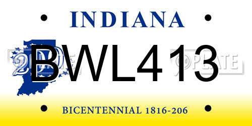 BWL413 Indiana License Plate