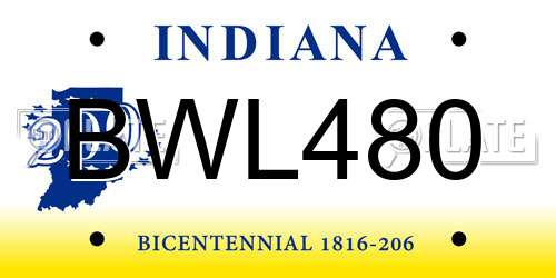 BWL480 Indiana License Plate