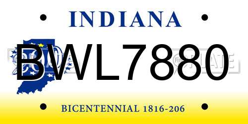 BWL7880 Indiana License Plate