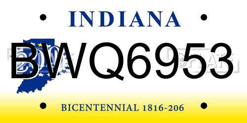 BWQ6953 Indiana License Plate