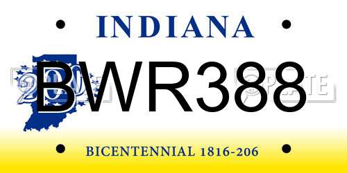 BWR388 Indiana License Plate