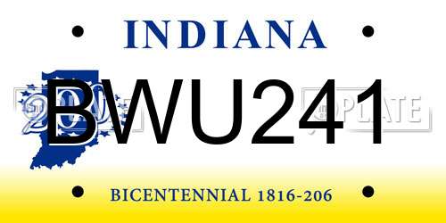 BWU241 Indiana License Plate