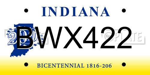 BWX422 Indiana License Plate