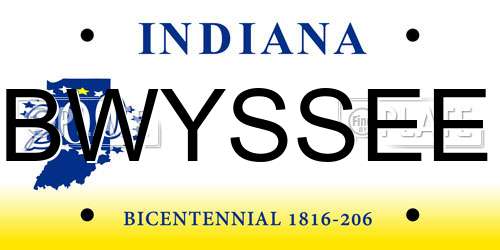 BWYSSEE Indiana License Plate