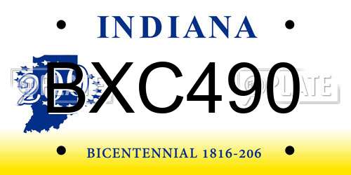 BXC490 Indiana License Plate