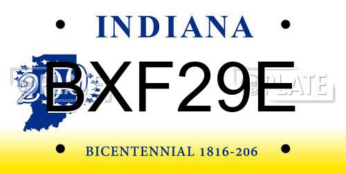 BXF29E Indiana License Plate