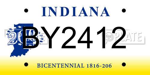 BY2412 Indiana License Plate