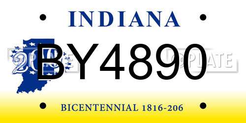 BY4890 Indiana License Plate