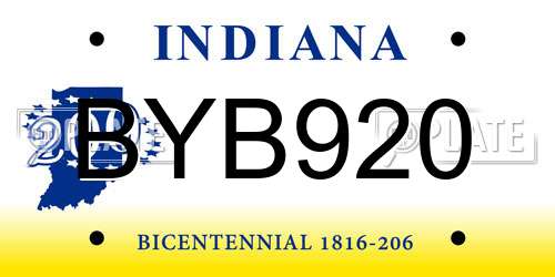 BYB920 Indiana License Plate
