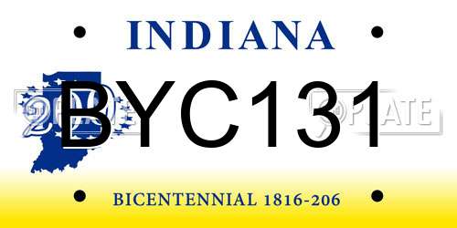 BYC131 Indiana License Plate