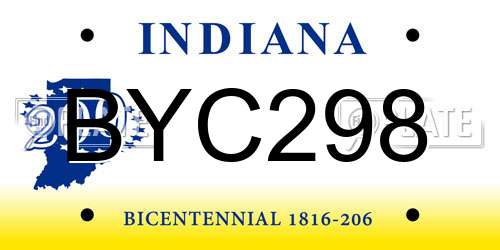 BYC298 Indiana License Plate