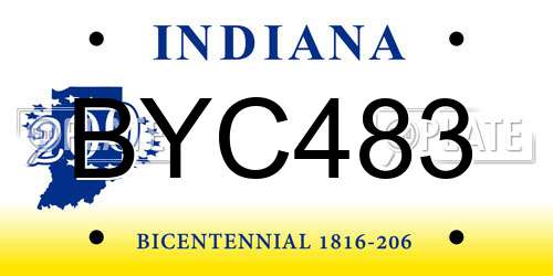 BYC483 Indiana License Plate