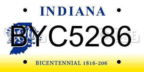 BYC5286 Indiana License Plate
