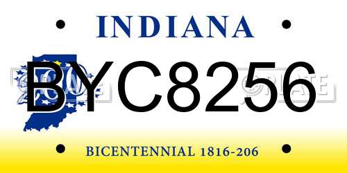 BYC8256 Indiana License Plate
