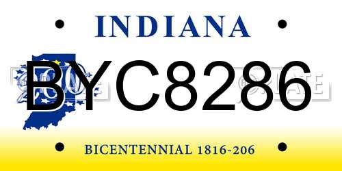 BYC8286 Indiana License Plate