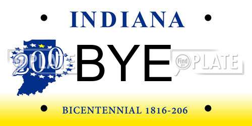 BYE Indiana License Plate
