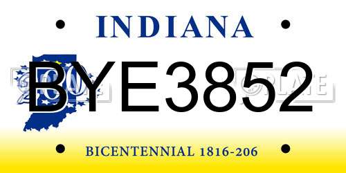 BYE3852 Indiana License Plate