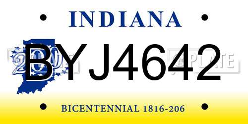 BYJ4642 Indiana License Plate