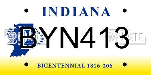 BYN413 Indiana License Plate