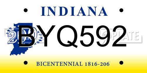 BYQ592 Indiana License Plate