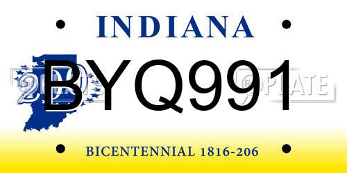 BYQ991 Indiana License Plate
