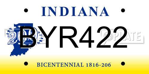 BYR422 Indiana License Plate