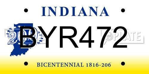 BYR472 Indiana License Plate