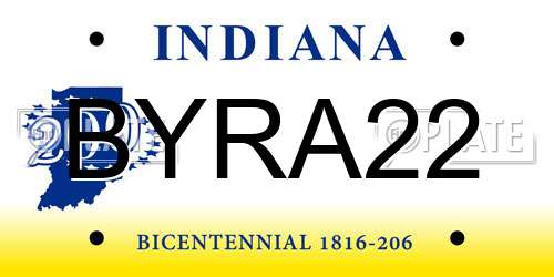 BYRA22 Indiana License Plate