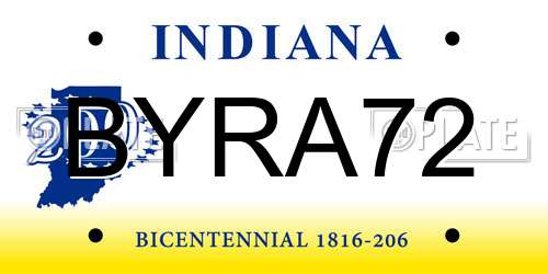 BYRA72 Indiana License Plate