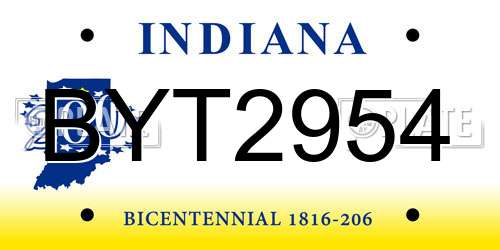 BYT2954 Indiana License Plate
