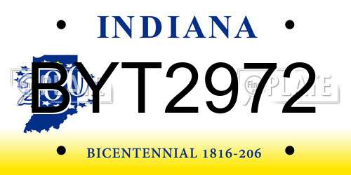 BYT2972 Indiana License Plate
