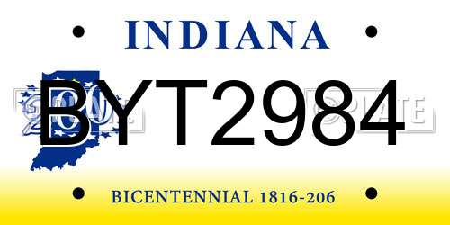 BYT2984 Indiana License Plate
