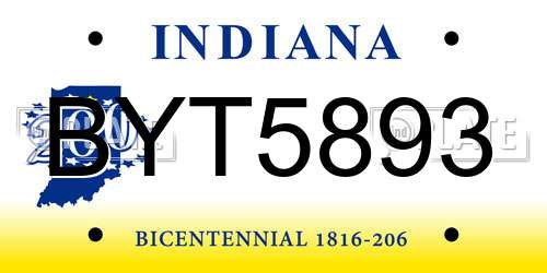 BYT5893 Indiana License Plate