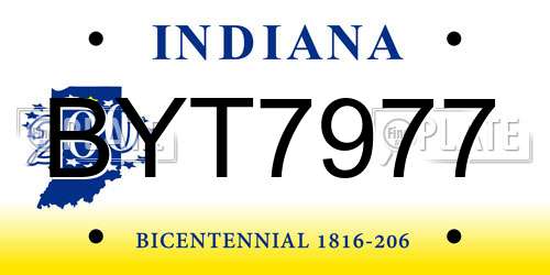 BYT7977 Indiana License Plate